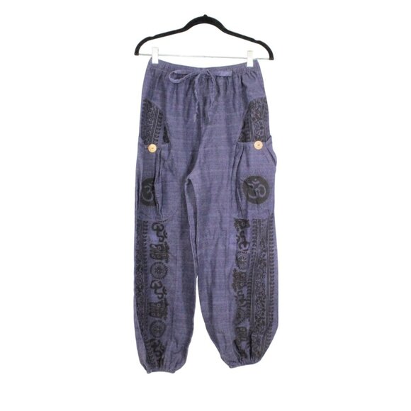 Thaluta Blue Harem Loose Yoga Travel Lounge Boho Pants Size Medium - Picture 1 of 12